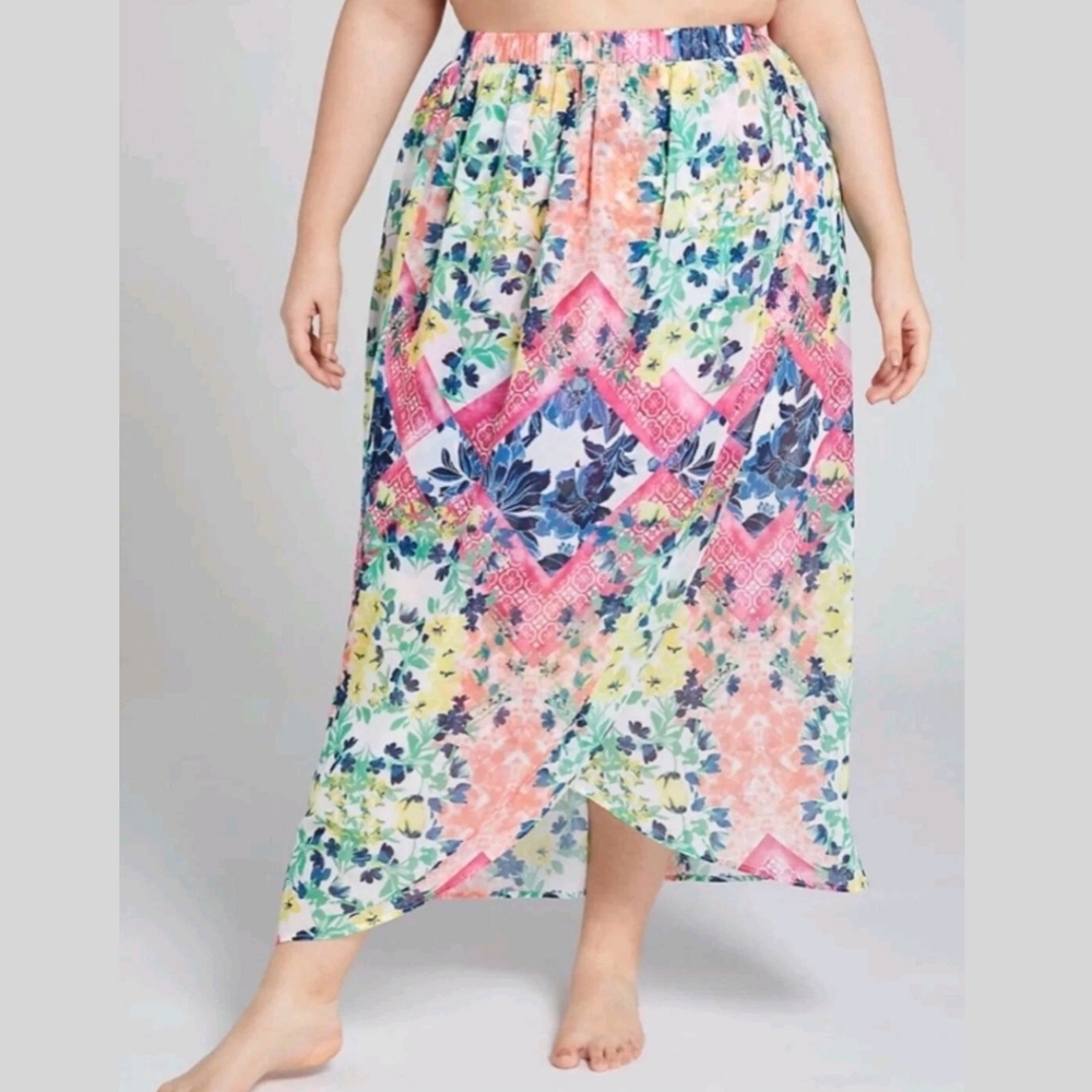 Swim by Cacique Blouson Floral Swim Skirt Beach Cover Up Size 18/20